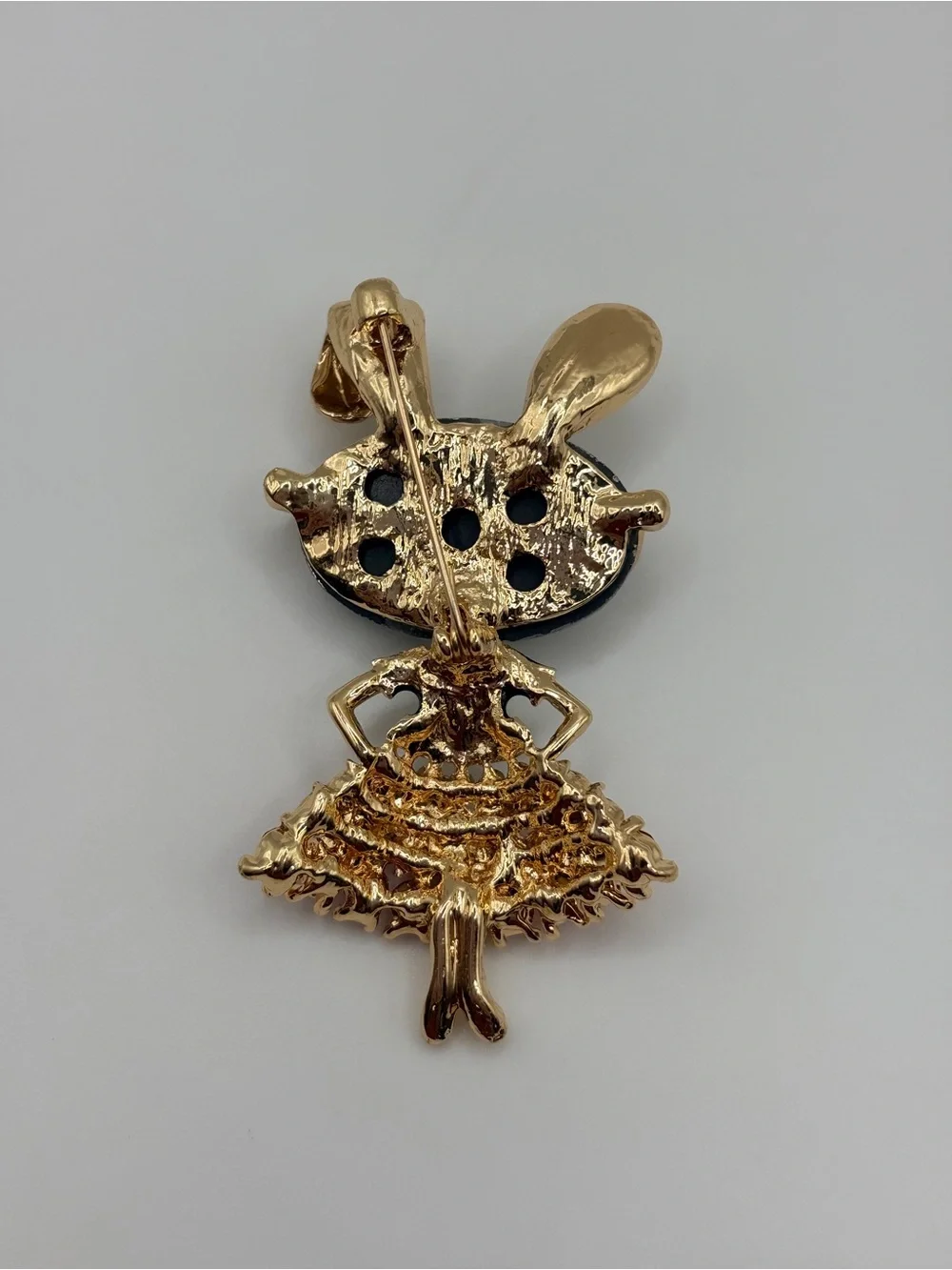 Crystal Bunny Brooch with Red and Clear Stones